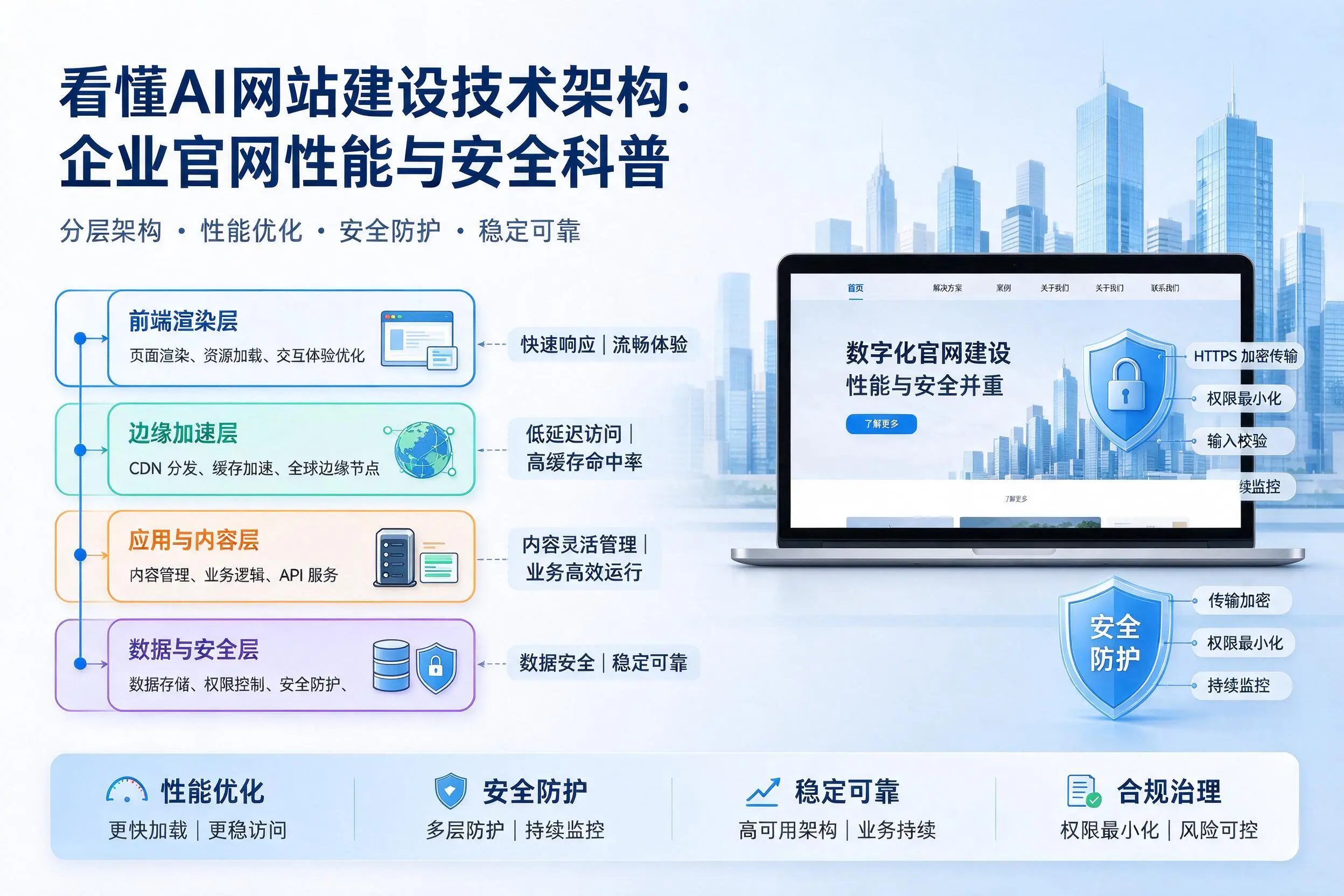 看懂AI网站建设技术架构:杭州企业官网性能与安全科普
