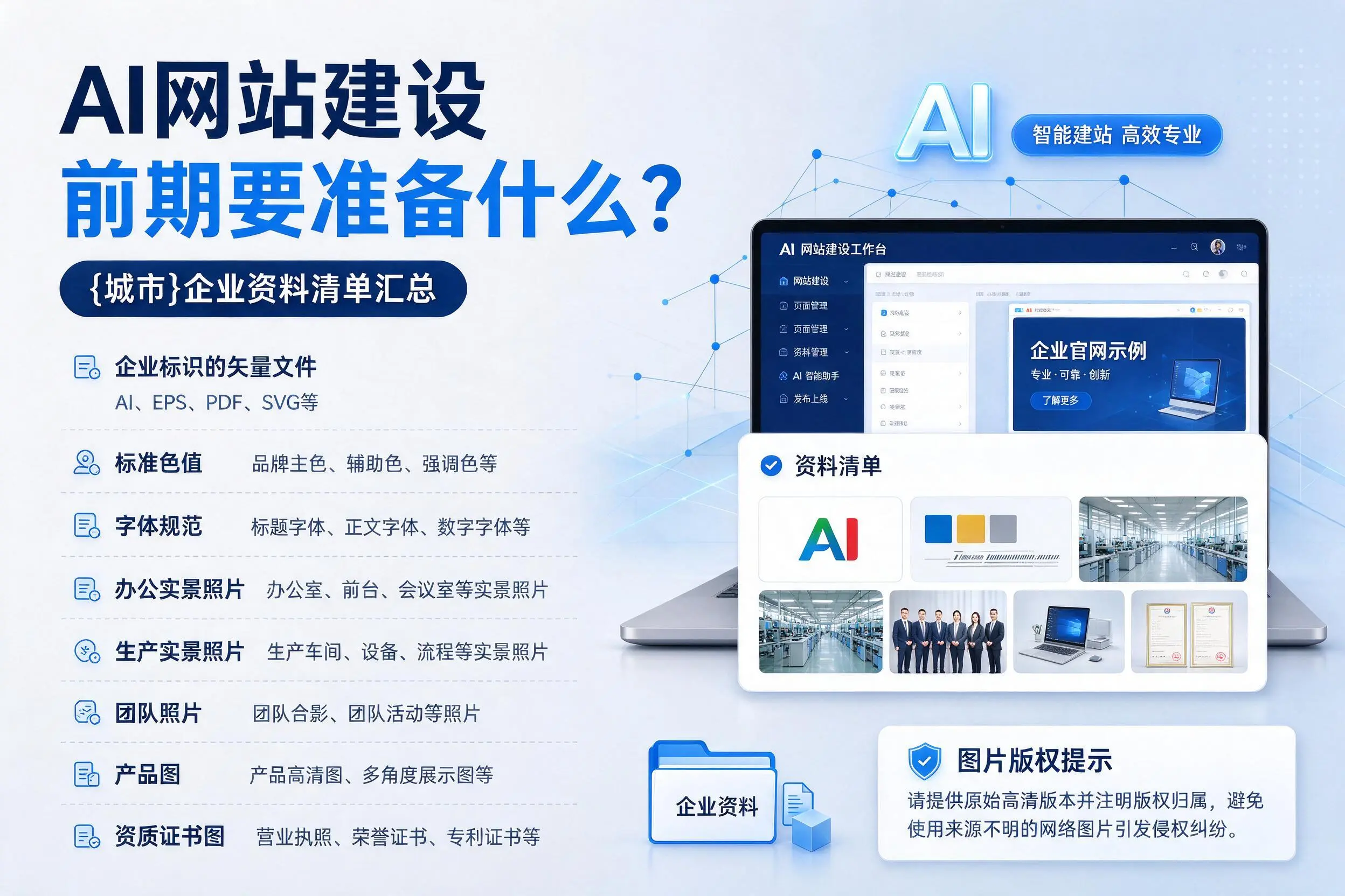 AI网站建设前期要准备什么？杭州企业资料清单汇总