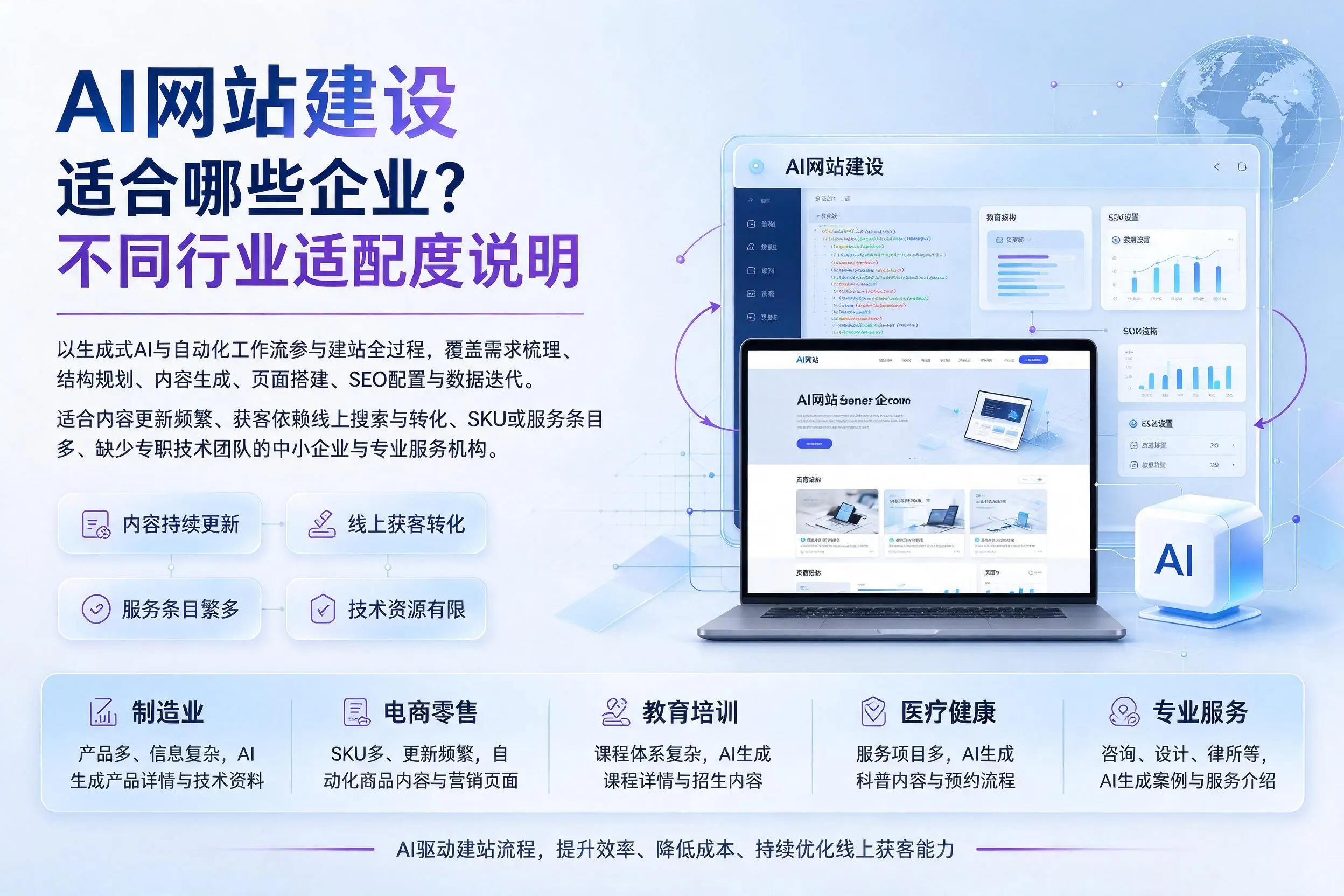 AI网站建设适合哪些企业？杭州不同行业适配度说明